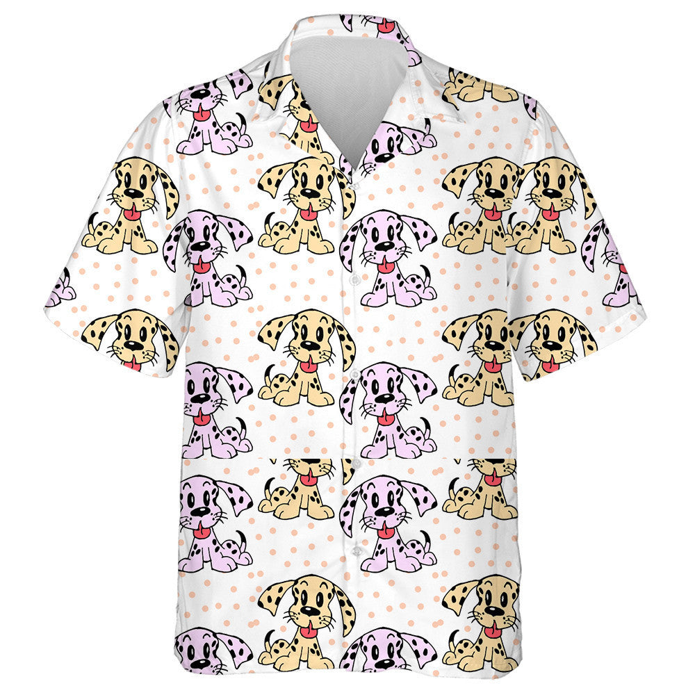 Multicolored Puppies Dogs In Cartoon Background Hawaiian Shirt,Hawaiian Shirt Gift, Christmas Gift