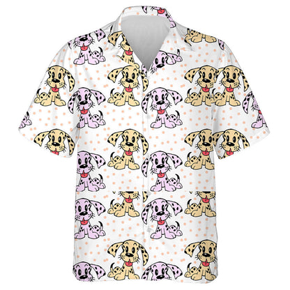Multicolored Puppies Dogs In Cartoon Background Hawaiian Shirt,Hawaiian Shirt Gift, Christmas Gift