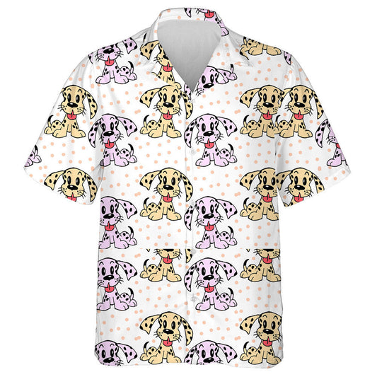 Multicolored Puppies Dogs In Cartoon Background Hawaiian Shirt,Hawaiian Shirt Gift, Christmas Gift