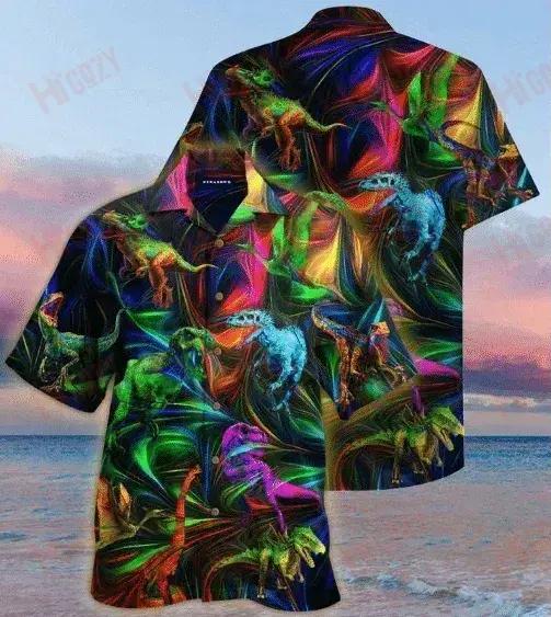 Dinosaurs Iontach Léine Muinchille Unisex Samhraidh Aloha Shirt Léinte Haváís is Fearr Léinte haváíais d'Fhir, Bronntanas Léine Haváíais, Bronntanas Nollag