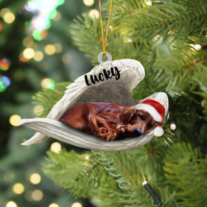 Personalized Irish Setter Sleeping Angel Christmas Flat Acrylic Dog Ornament Memorial Dog Gift, Christmas Gift
