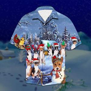 Lovely Basenji In Snow On Christmas Hawaiian Shirt, Hawaiian Shirt Gift, Christmas Gift