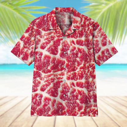 Red Meat Tropical Background Design Hawaiian Shirt,Hawaiian Shirt Gift, Christmas Gift