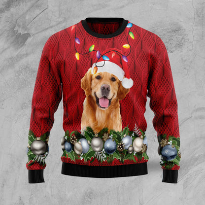 Golden Retriever Christmas Beauty mná &amp; fir unisex, lánúineacha meaitseáil, cairde, teaghlaigh greannmhar bronntanais geansaí gránna saoire na Nollag, geansaí gránna Nollag