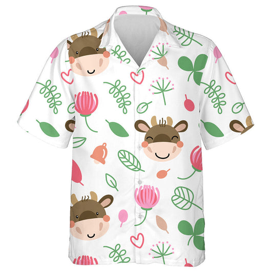 Funny Cows With Clover Flowers And Leaves Hawaiian Shirt, Hawaiian Shirt Gift, Christmas Gift