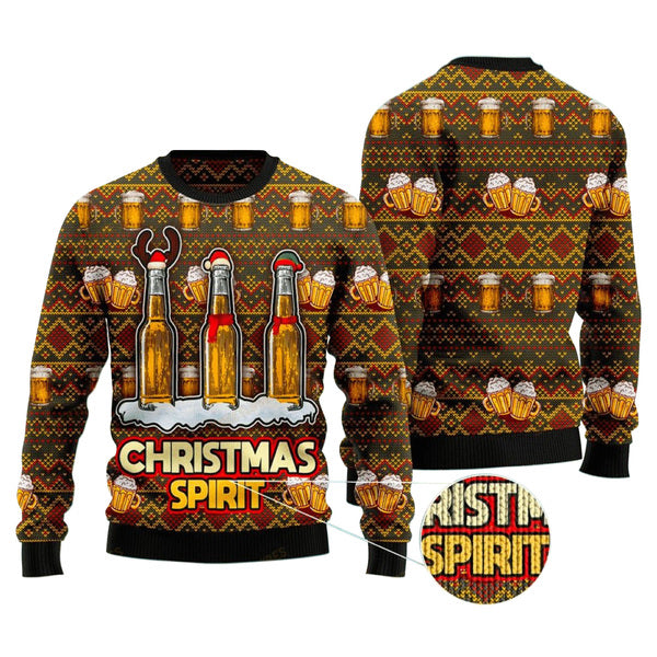 Christmas Spirit With Beer Christmas Ugly Sweater, Christmas Ugly Sweater,Christmas Gift,Gift Christmas 2022