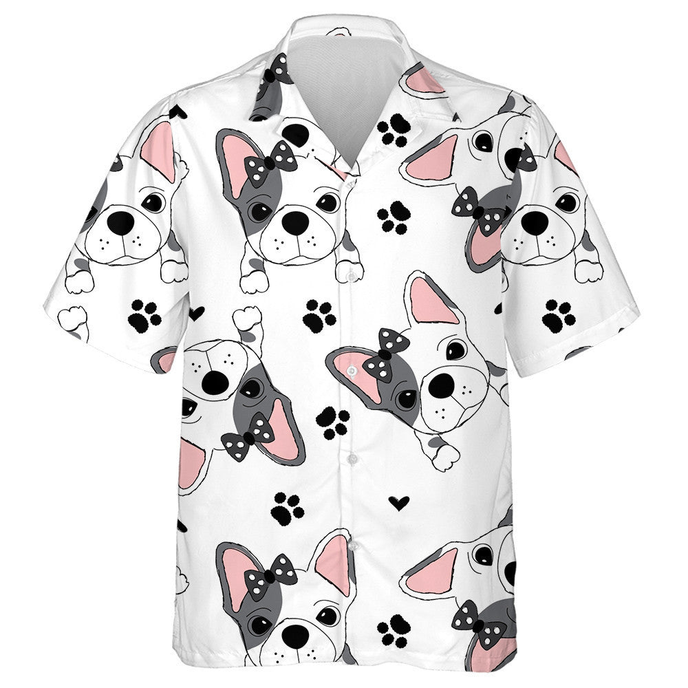Adorable French Dog Puppy And Paw Hawaiian Shirt, Hawaiian For Gift
