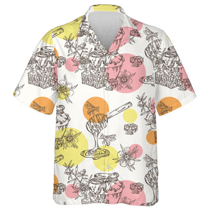 Natural Summer Bee And Jar Of Honey Hawaiian Shirt, Hawaiian Shirt Gift, Christmas Gift