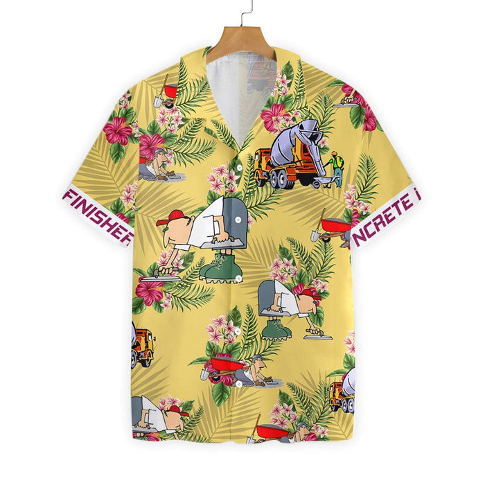 Concrete Finisher On Yellow Background Design Hawaiian Shirt,Hawaiian Shirt Gift, Christmas Gift