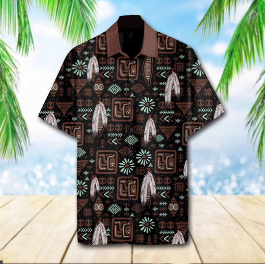 Native Feather On Black Background Design Hawaiian Shirt,Hawaiian Shirt Gift, Christmas Gift