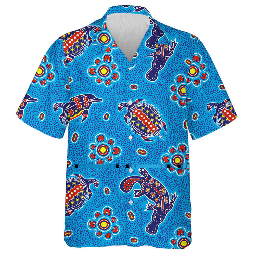 Australian Aboriginal Colorful Style Dolphin Turtle Hawaiian Shirt, Hawaiian Shirt Gift, Christmas Gift