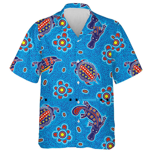 Australian Aboriginal Colorful Style Dolphin Turtle Hawaiian Shirt, Hawaiian Shirt Gift, Christmas Gift