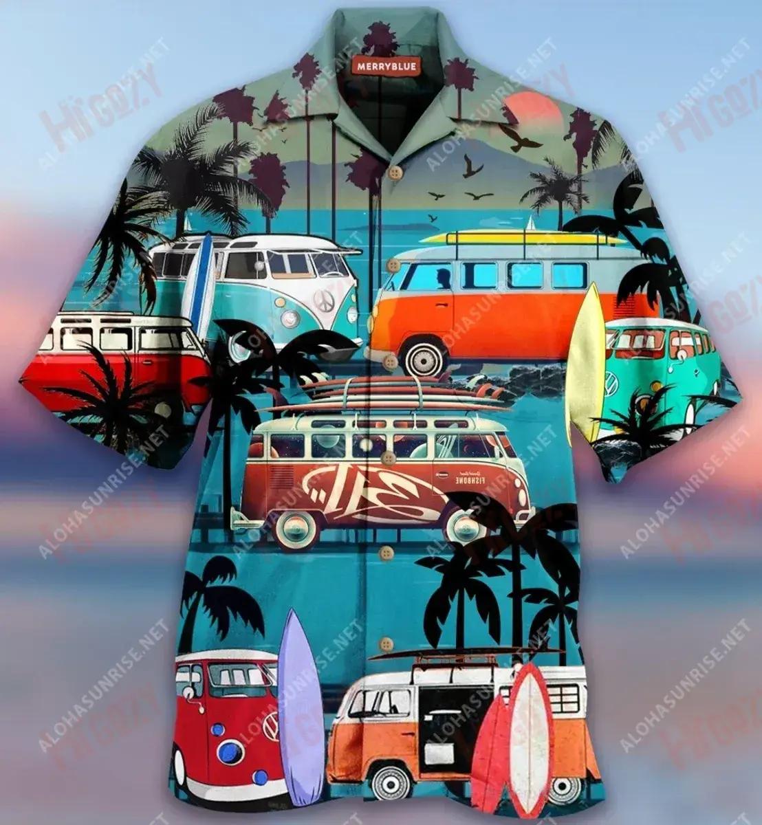 Bain sult as Do Vanlife Van Camping Léine Haváí Unisex Muinchille Aigéan Muinchille Gearr Léinte Crazy Léinte haváíais do Mhná, Bronntanas Léine Haváís, Bronntanas Nollag