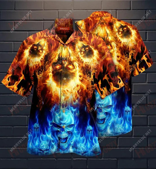 Skulls Dóiteáin ag Dó go Deo Léine Haváíach Gearr Muinchille Samhraidh Léinte Haváís is Fearr Léinte Haváís do Mhná, Bronntanas Léine Haváís, Bronntanas Nollag