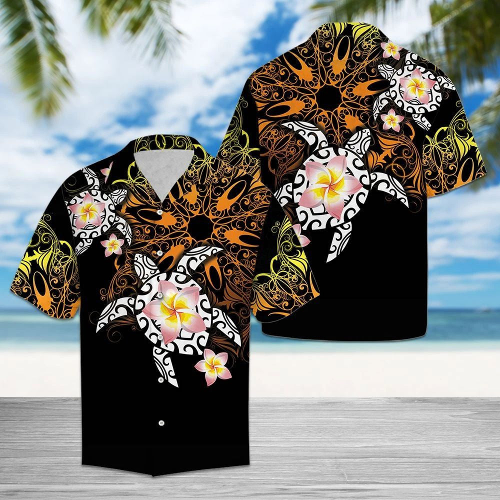 Hawaiian Maori With Plumeria Orange Yellow Art Hawaiian Shirt, Hawaiian For Gift