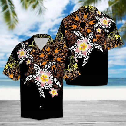 Hawaiian Maori With Plumeria Orange Yellow Art Hawaiian Shirt, Hawaiian For Gift