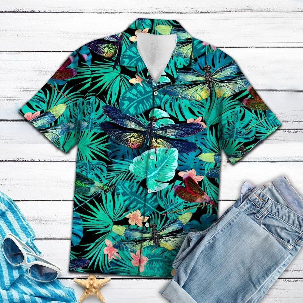 Nice Dragonfly Tropical Jungle Design Hawaiian Shirt, Hawaiian Shirt Gift, Christmas Gift
