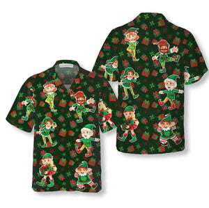 Merry Christmas Elf Party Cartoon Themed Hawaiian Shirt, Hawaiian Shirt Gift, Christmas Gift