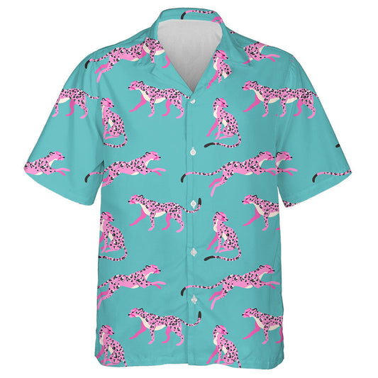 Trendy Pink Leopard Modern Wild Animal Hawaiian Shirt, Hawaiian Shirt Gift, Christmas Gift