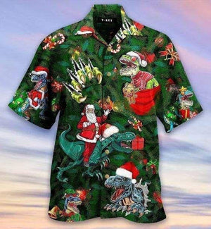 T-rex Dinosaur Enjoy Christmas Vintage Style Design Hawaiian Shirt, Hawaiian Shirt Gift, Christmas Gift