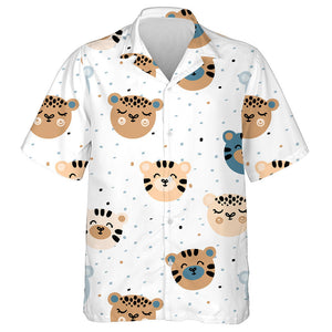 Wild Animals Tiger And Leopard Faces Hawaiian Shirt, Hwaiian For Gift