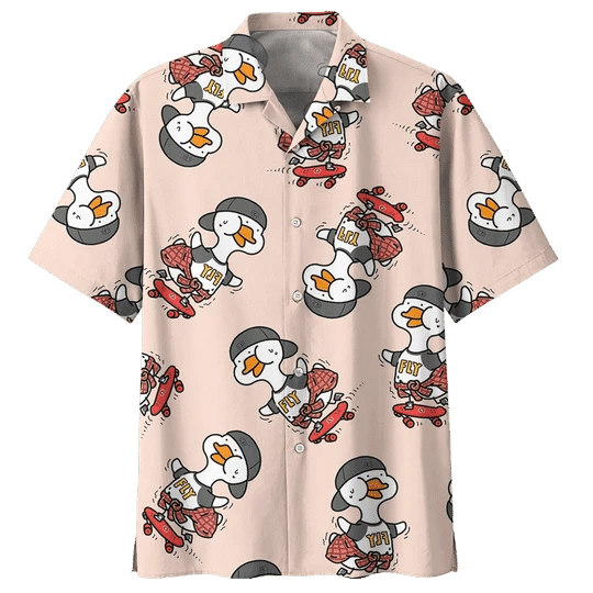 Kawaii Duck Background Design Hawaiian Shirt, Hawaiian For Gift