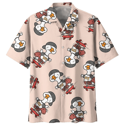Kawaii Duck Background Design Hawaiian Shirt, Hawaiian For Gift