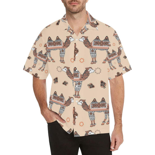 Camel Tribal Pattern Men'S All Over Print Hawaiian Aloha Shirt Hawaiian Shorts Beach Short Sleeve_ Hawaiian Shirts -Hawaiian Shirt Gift, Christmas Gift