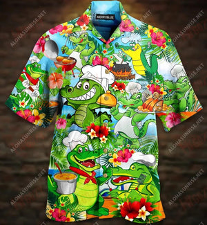 Alligator Chef Unisex Short Sleeve Shirt Summer Hawaiian T Shirts Hawaiian Crazy Shirts Hawaiian Shirts For Women, Hawaiian Shirt Gift, Christmas Gift