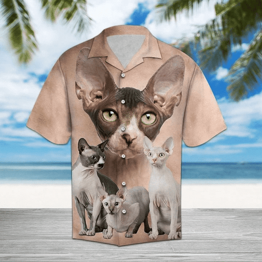 Sphynx Cat Beautiful Eyes Pattern Hawaiian Shirt,Hawaiian Shirt Gift, Christmas Gift