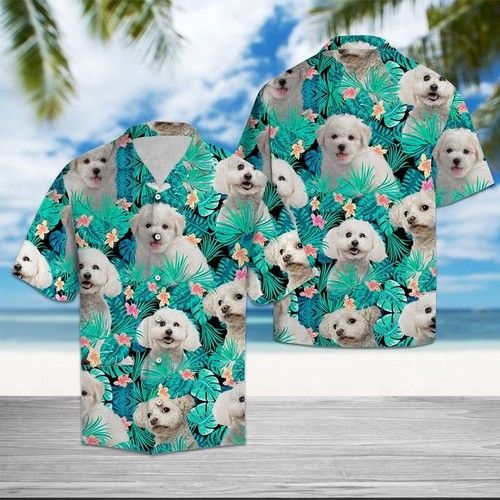 Bichon Frise Tropical Hawaiian Shirt Summer,Hawaiian Shirt Gift, Christmas Gift