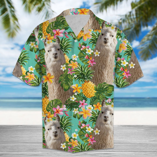 Lovely Llama With Pineapples And Flowers Design Hawaiian Shirt, Hawaiian Shirt Gift, Christmas Gift