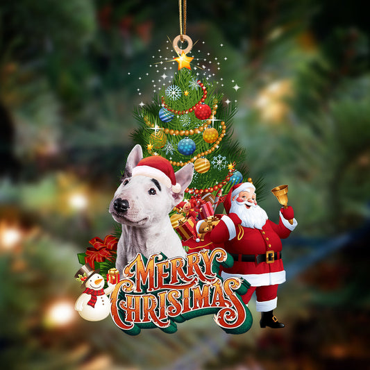 Bull terrier-Christmas Tree & Dog Hanging Christmas Plastic Hanging Ornament, Happy Christmas Ornament, Christmas Gift, Christmas Decoration