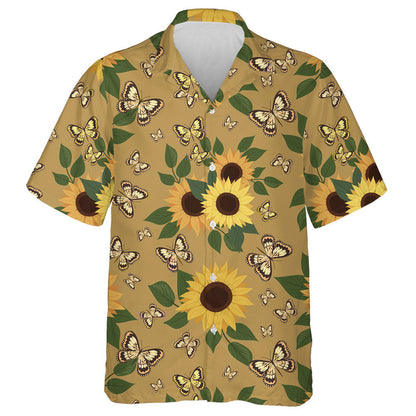 Pretty Theme Mystical Butterfly Sunflower And Leaves Hawaiian Shirt, Hawaiian Shirt Gift, Christmas Gift