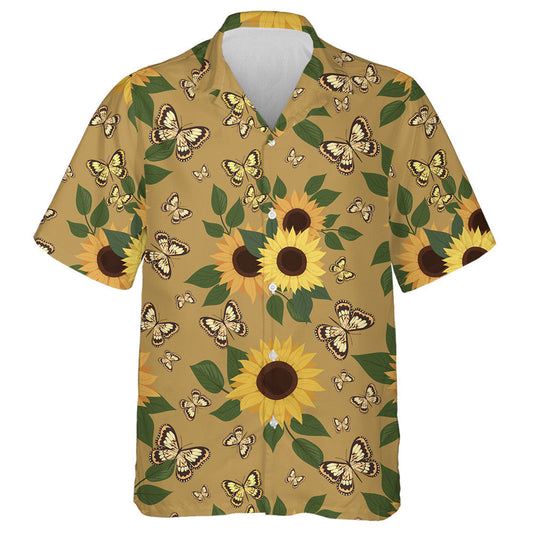 Pretty Theme Mystical Butterfly Sunflower And Leaves Hawaiian Shirt, Hawaiian Shirt Gift, Christmas Gift