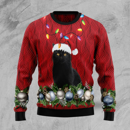 Black Cat Christmas Beauty, mná &amp; fir unisex, meaitseáil lánúin, cairde, teaghlaigh greannmhar bronntanais geansaí gránna saoire na Nollag