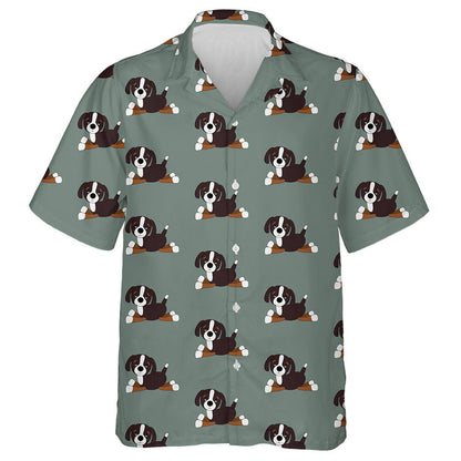 Cartoon Bernese Mountain Dog Isolated Background Hawaiian Shirt, Hawaiian Shirt Gift, Christmas Gift