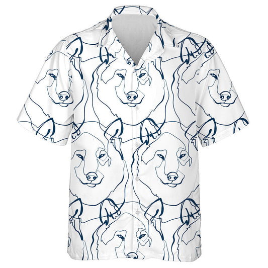 Líne Ealaíne Ainmhithe Aghaidh Of Mac Tíre Ar Léine Bán Haváís, Bronntanas Léine Haváís, Bronntanas Nollag