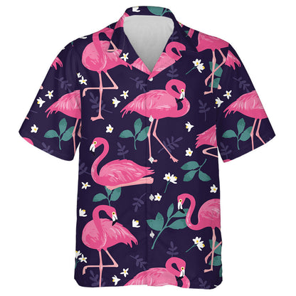 Lovely Flamingos Tropical Palm Leaves And Flowers Hawaiian Shirt, Hawaiian Shirt Gift, Christmas Gift