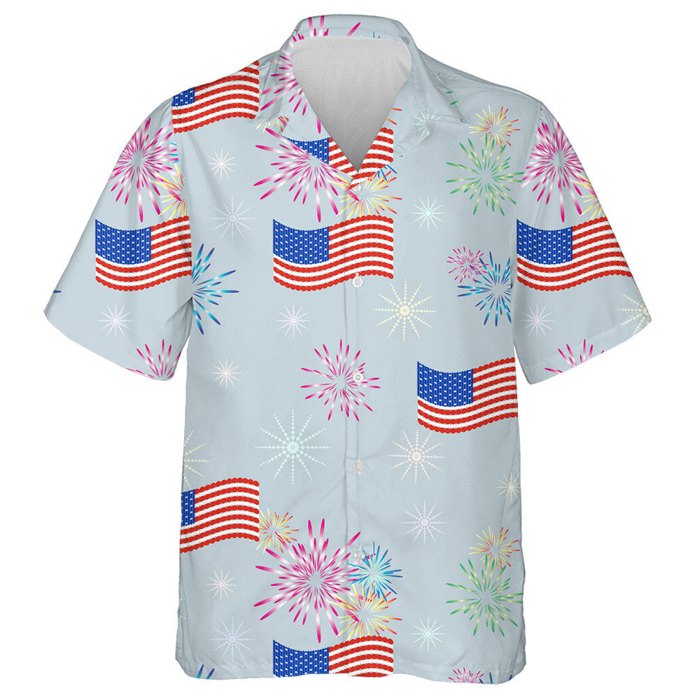 Cheer For Independence Day With Colorful Fireworks Pattern Hawaiian Shirt, Hawaiian Shirt Gift, Christmas Gift
