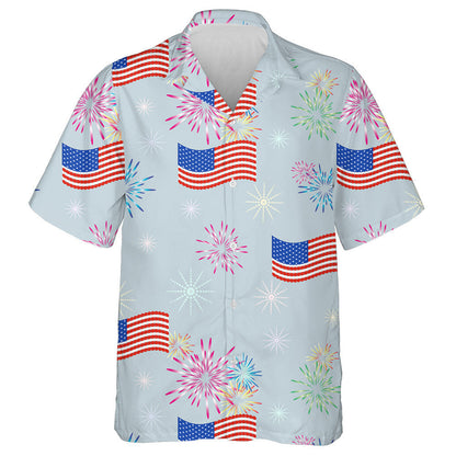 Cheer For Independence Day With Colorful Fireworks Pattern Hawaiian Shirt, Hawaiian Shirt Gift, Christmas Gift