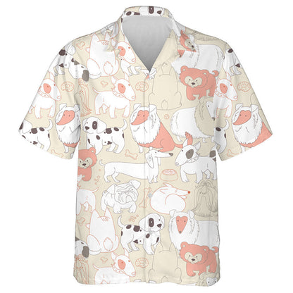 Cartoon Dogs In Outline Style Isolated Background Hawaiian Shirt, Hawaiian Shirt Gift, Christmas Gift