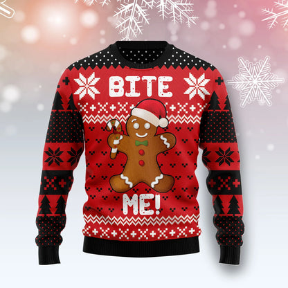 Christmas Bite Me Unisex ban &amp; fir, lánúin ag meaitseáil, cairde, teaghlaigh greannmhar bronntanais geansaí gránna saoire na Nollag