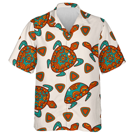 Hand Drawn Tribal Turtles With Multicolor Ornamental Hawaiian Shirt, Hawaiian Shirt Gift, Christmas Gift