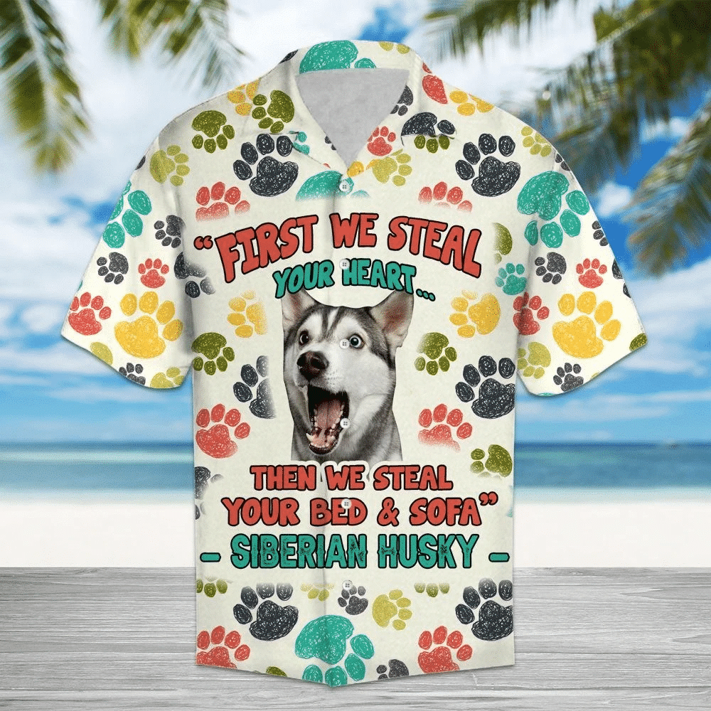 Peataí gleoite Husky Colorful Goid Do Chroí Léine Haváís, Bronntanas Léine Haváís, Bronntanas Nollag