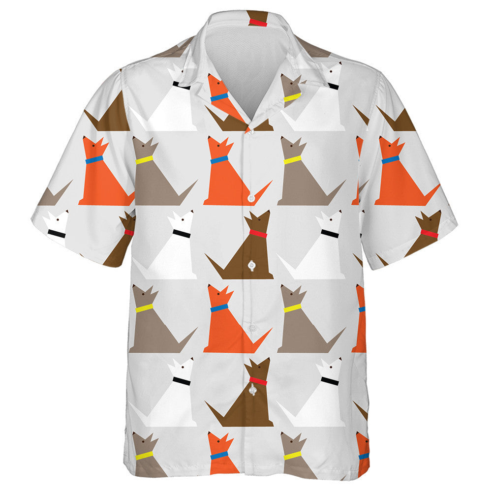 Cartoon Brown Dogs On Gray Background Hawaiian Shirt, Hawaiian For Gift