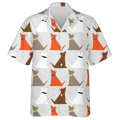 Cartoon Brown Dogs On Gray Background Hawaiian Shirt, Hawaiian For Gift