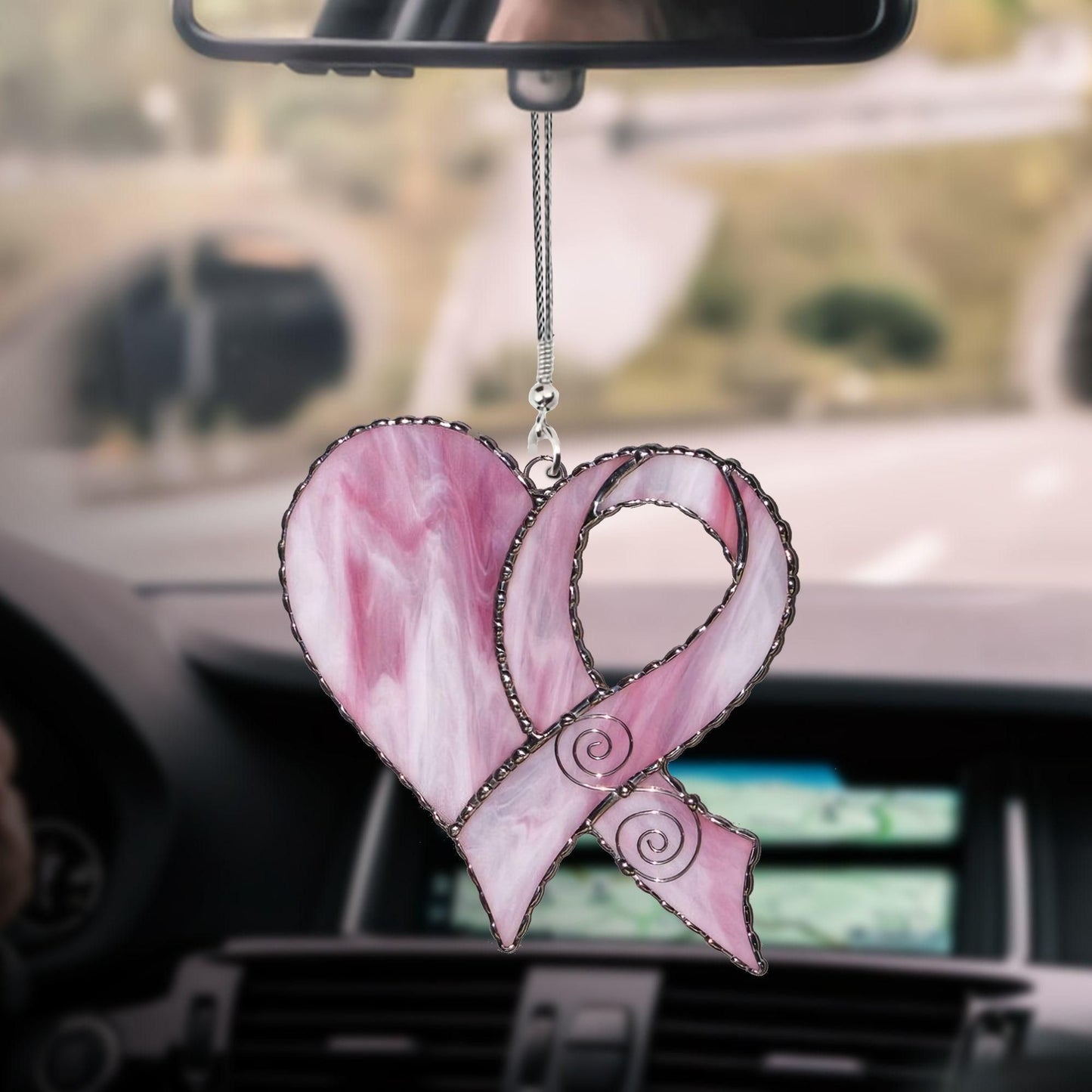 Breast Cancer Car Hanging Ornament, Christmas Ornament Gift, Christmas Gift, Christmas Decoration