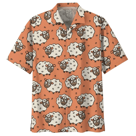 Orange Sheep Illustration Design Hawaiian Shirt,Hawaiian Shirt Gift, Christmas Gift