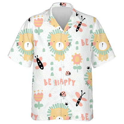 Lovely Lion Butterfly Beetle And Flowers Hawaiian Shirt,Hawaiian Shirt Gift, Christmas Gift